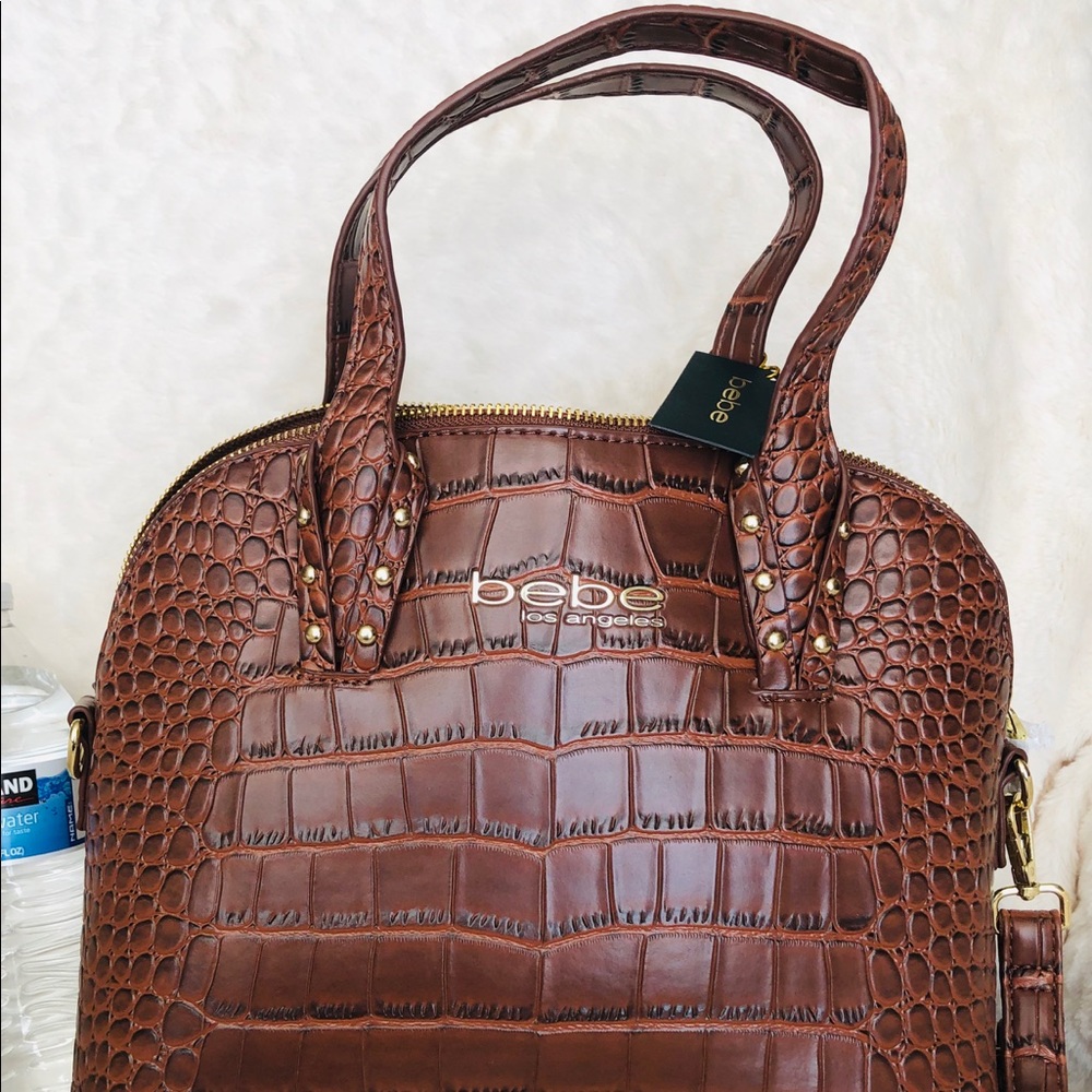 SOLD BEBE Clarita Croco Chestnut Dome HandbagPurse